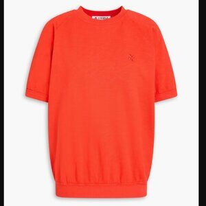 ÉTERNE SZ S French Cotton-terry Short-sleeved Sweatshirt in Tomato Red